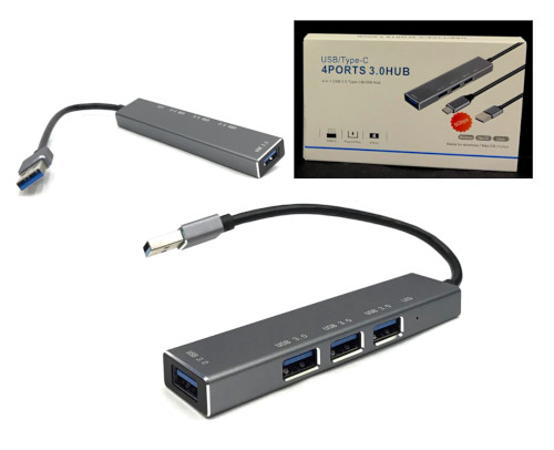 USB 3.0 4-Port Hub (Long Metal Casing)